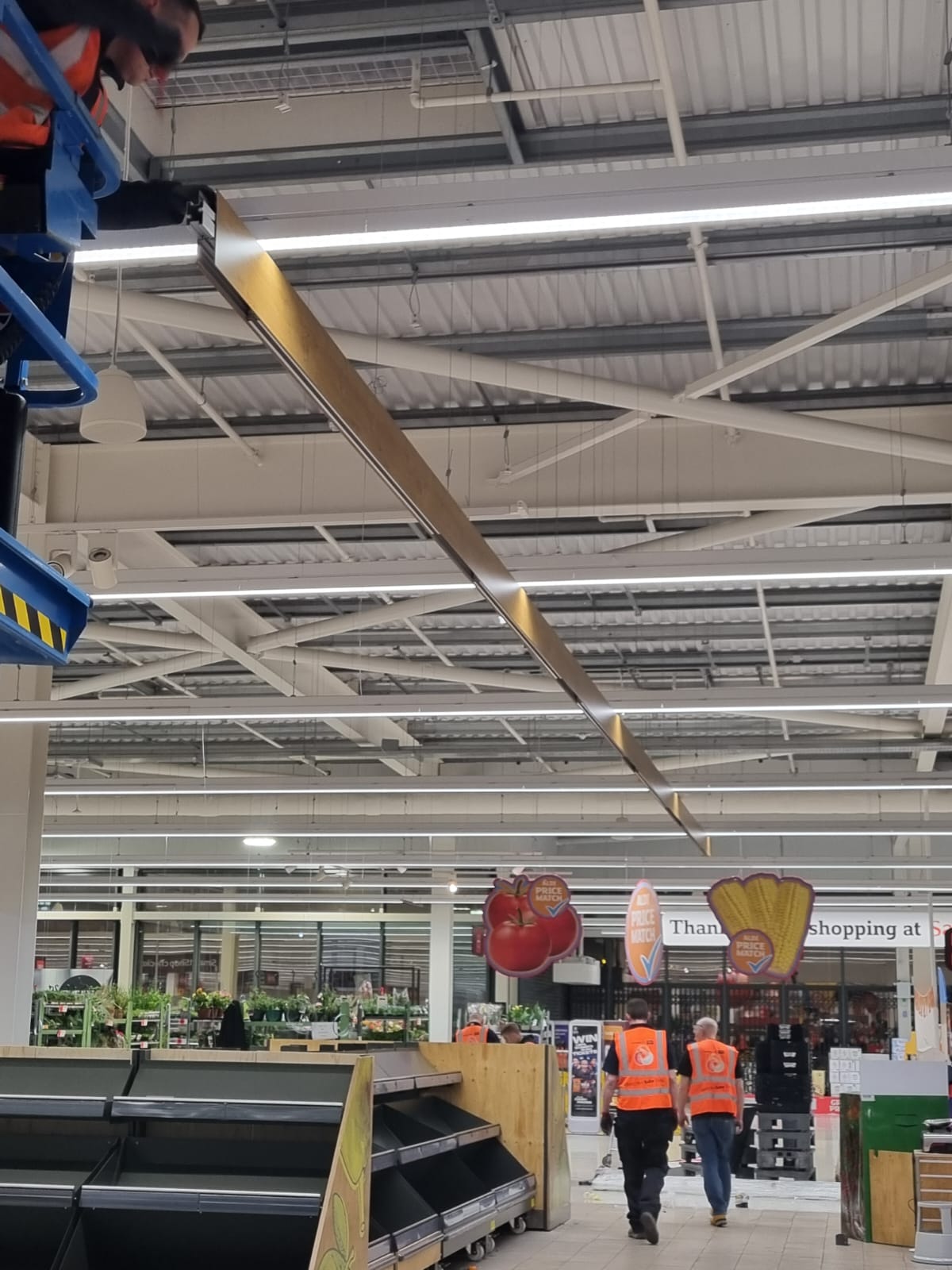 Commercial lighting raft installation