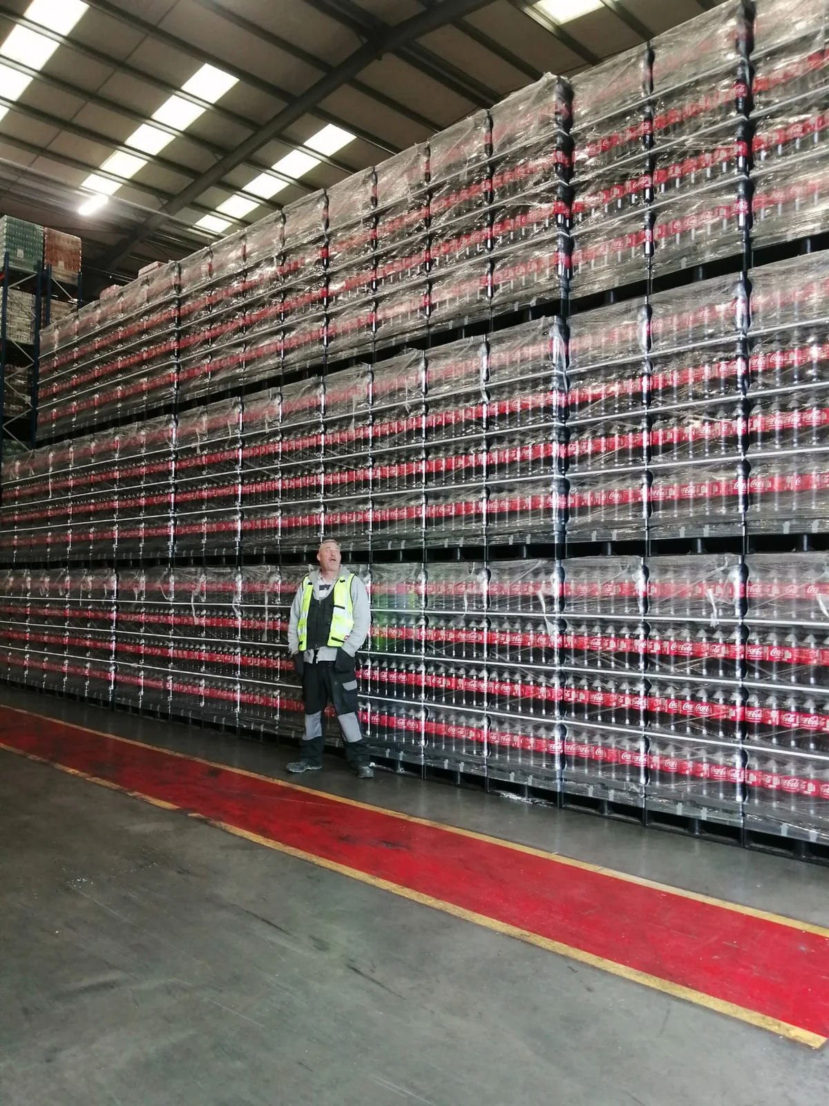 Large-scale palletised stock inside a warehouse